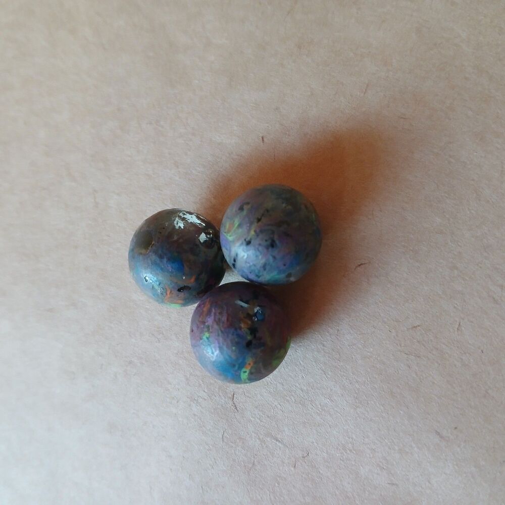 Vintage Painted Glass Marbles Lot Of 3